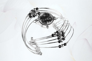 Elegante pulsera reloj quartz brazalete Decoración con la venda de Mujer