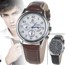 5 Piezas-Elegante reloj de pulsera Marca Quartz Reloj banda de cuero genuino  Hombres